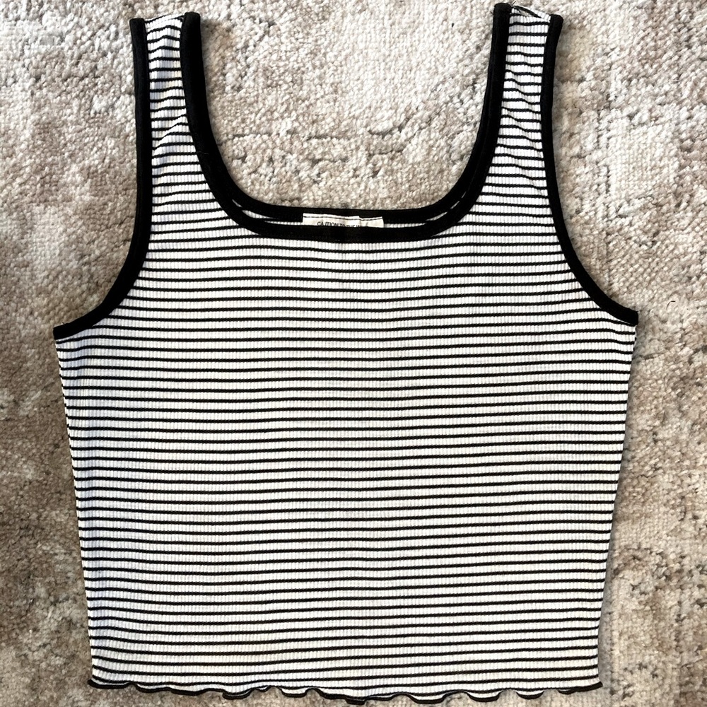 Striped Ruffle Hem Cropped Tank